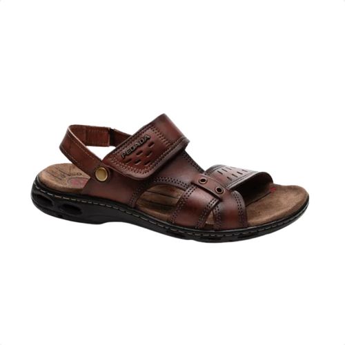 Sandália Masculina Pegada Em Couro Marrom