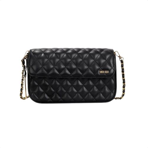 Bolsa Feminina Transversal Matelassê Santa Lolla Preta