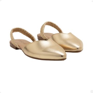Sapatilha Mule Bico Fino Elástico Beira Rio Dourada