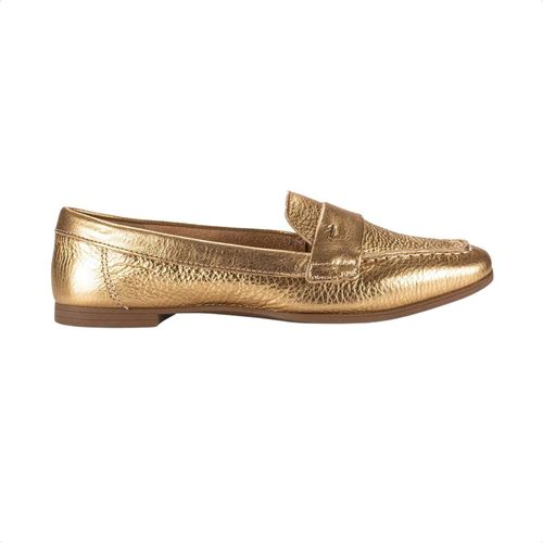 Sapato Feminino Mocassim Dakota De Couro Dourado