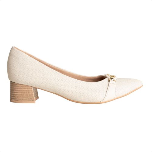 Sapato Feminino Salto Médio Grosso Piccadilly Off White