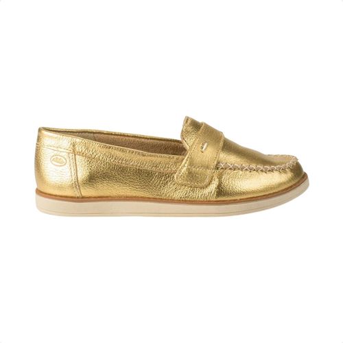 Sapato Feminino Mocassim Dakota De Couro Dourado