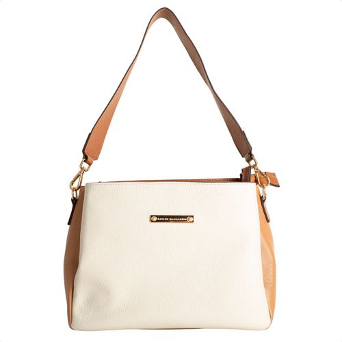 Bolsa Florença Bicolor Dm Off White Com Caramelo