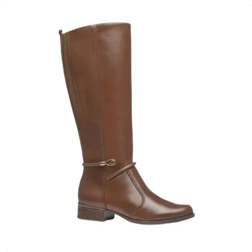 Bota Feminina Montaria Pegada Em Couro Marrom