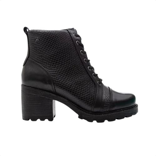 Bota Feminino Coturno Em Couro Pegada Preto