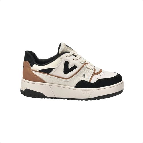 Tênis Casual Marrom E Off White E Preto