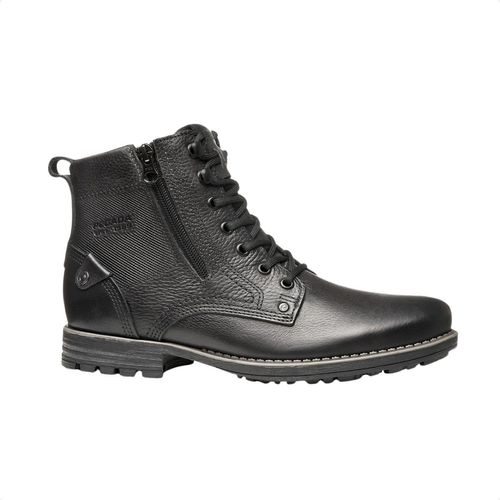 Bota Masculina Coturno Pegada Em Couro Preta