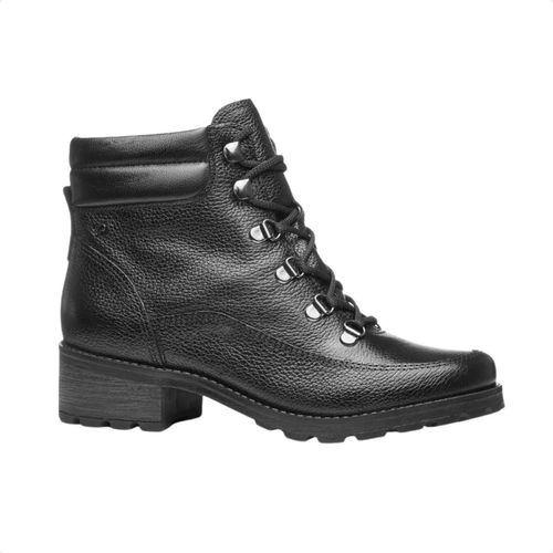 Bota Feminina Cano Baixo Em Couro Pegada Preta