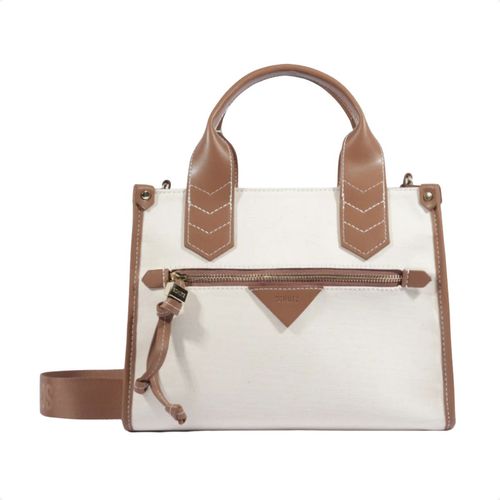 Bolsa Feminina Transversal Tote Branca E Marrom Schutz