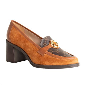 Sapato Feminino Salto Médio Grosso Luz Da Lua Marrom