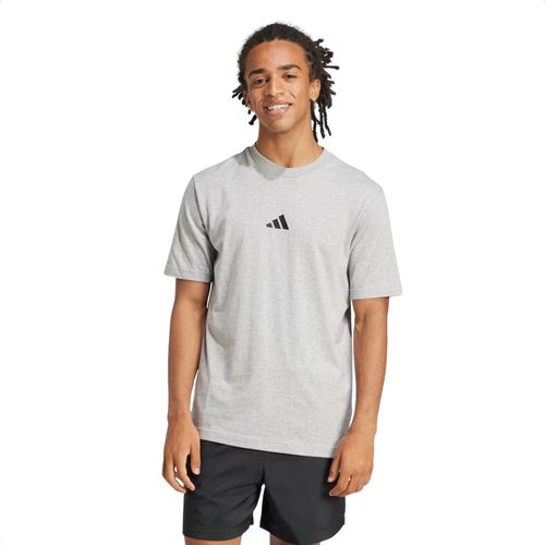 Camiseta Masculina Essentials Com Logo Pequena Adidas Cinza