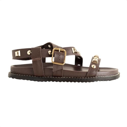 Sandália Flat Dm Boho Marrom