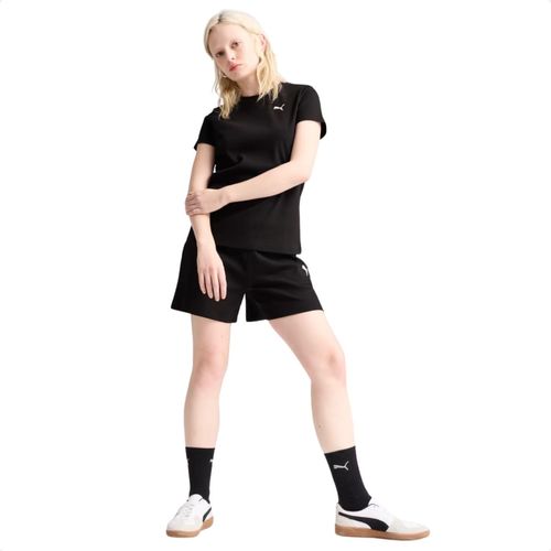 Camiseta Feminina Puma Essential Elevated Rib Tee Preta