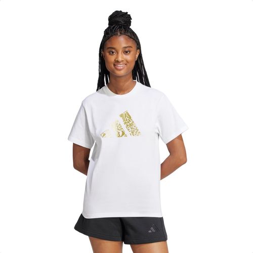 Camiseta Feminina Tech Metallic Adidas Branca