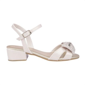 Sandália Infantil Salto Baixo Grosso Pampili Nude