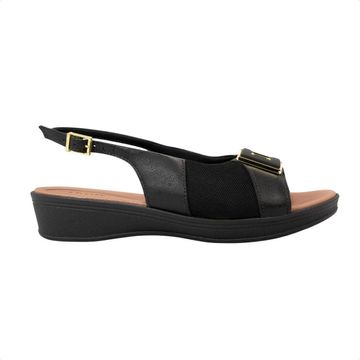 Sandália Feminina Anabela Salto Baixo Usaflex  Preta