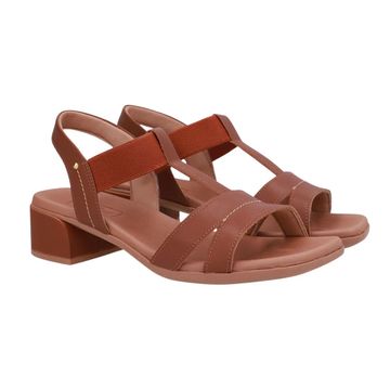 Sandália Feminina Salto Médio Grosso Usaflex Marrom