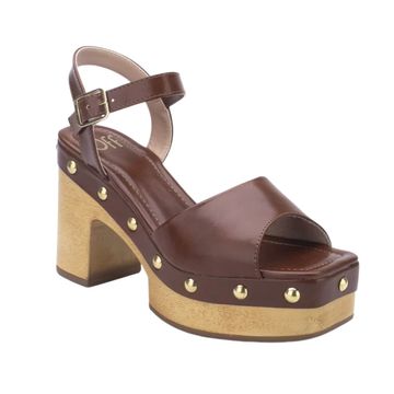 Sandália Feminina Salto Alto Grosso Off Line Marrom