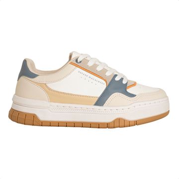 Tênis Feminino Comfy Dm Urban Flow Off White Azul E Bege