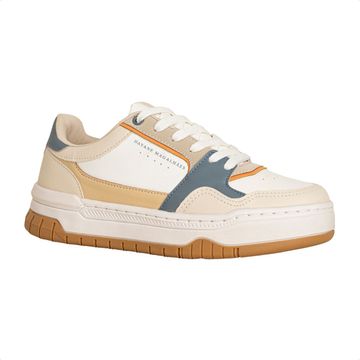 Tênis Feminino Comfy Dm Urban Flow Off White Azul E Bege