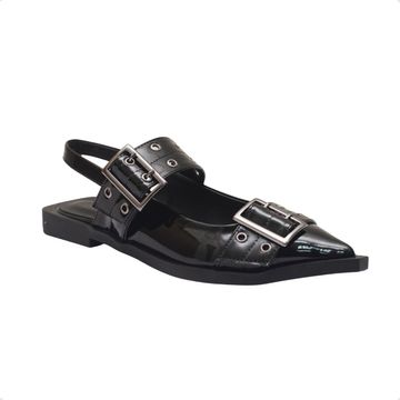Sapato Slingback Fivelas Elo Dayane Magalhães Preto