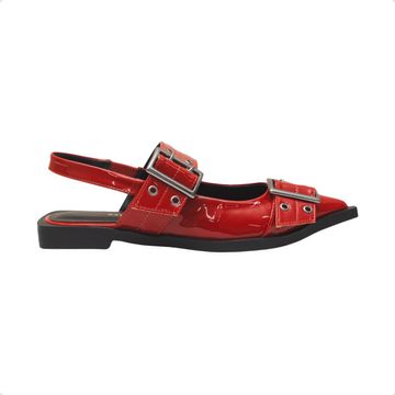 Sapato Slingback Fivelas Dayane Magalhães Vermelho Cherry