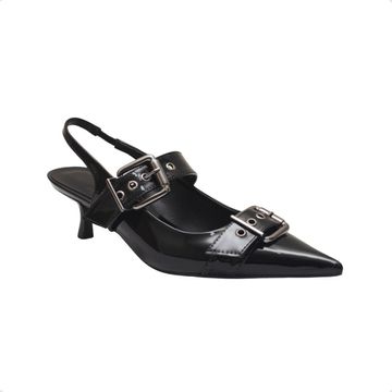 Sapato Slingback Salto Fino Elo Dayane Magalhães Preto