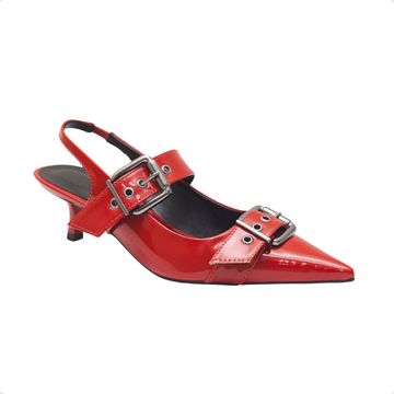 Sapato Slingback Salto Fino Dayane Magalhães Vermelho Cherry
