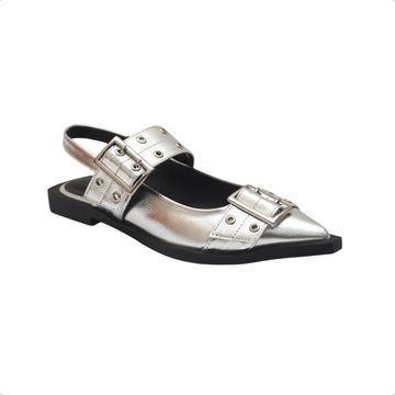 Sapato Slingback Fivelas Elo Dayane Magalhães Prata